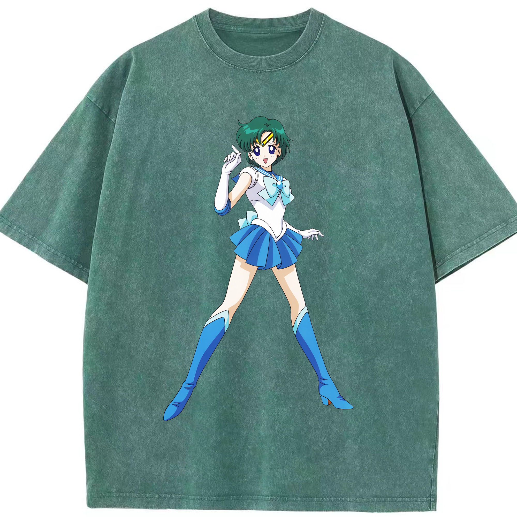 （画像用） 美少女戦士セーラームーン 海王 みちる（かいおう みちる） Sailor Moon Kaiou Michiru 綿100% ヴィンテージ風 半袖Tシャツ（フロントプリント）